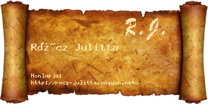 Rácz Julitta névjegykártya